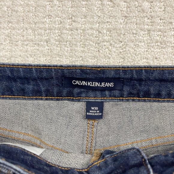 Y2K Calvin Klein Jeans W30 Straight Short Denim Shirts Distressed Medium Wash - Picture 6 of 14